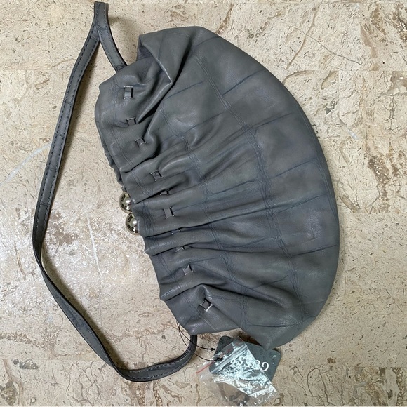 Small Evening Clutch Handbag Rhinestones Faux Grey Leather Animal Print Guess - Picture 4 of 13